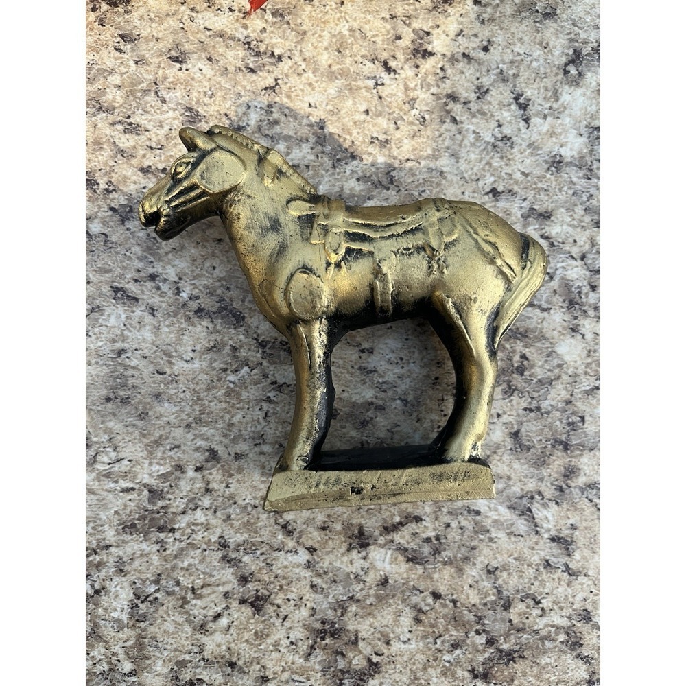 Qin Dynasty Terracotta Gold Warriors With Horse Set Of 5 - Picture 5 of 7